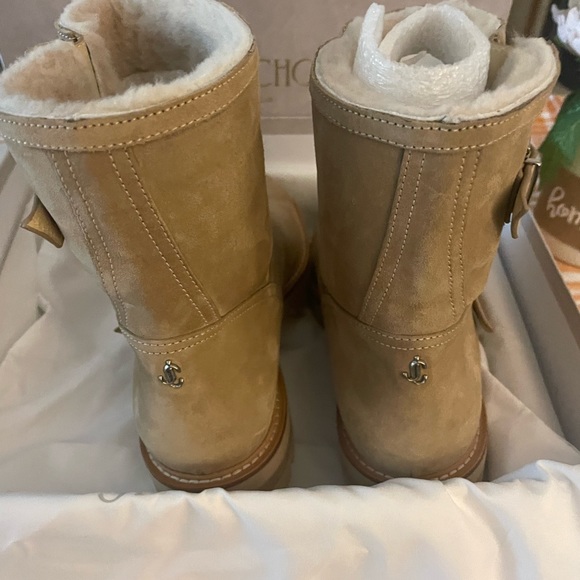 18- JIMMY CHOO Suede Stucco/Natural Boot - Picture 6 of 14
